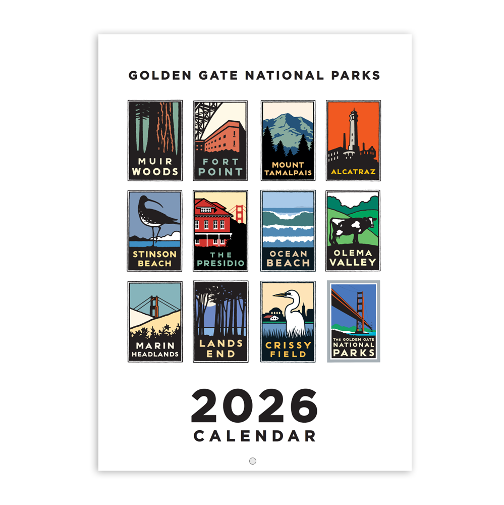 2026 Golden Gate National Parks Calendar with colorful art by Michael Schwab