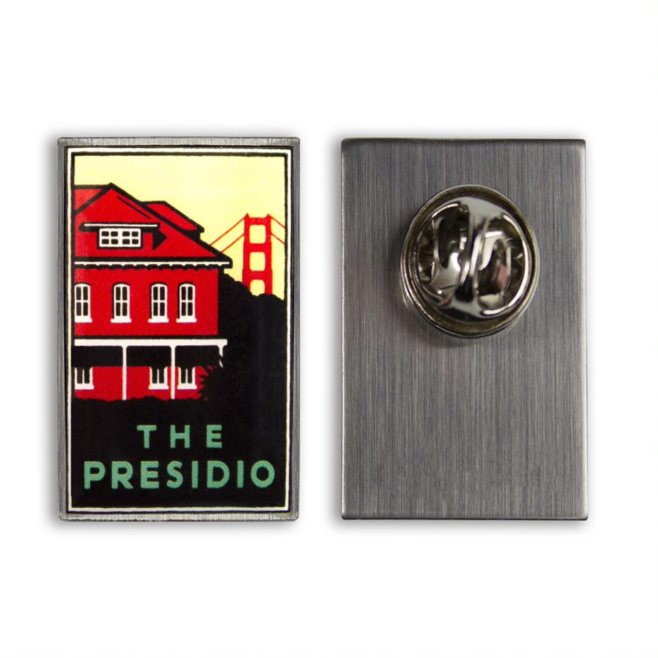 The Presidio pin with artwork by Michael Schwab
