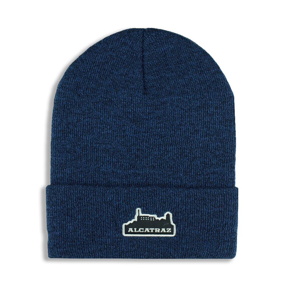 Blue beanie with Alcatraz logo