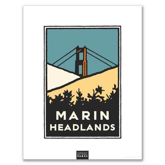 Multicolor Marin Headlands giclee poster print, with art by Michael Schwab