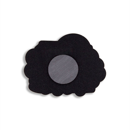 Backside of cutout style refrigerator magnet featuring I HEART SF artwork