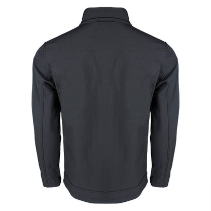 Black jacket shown from the back on a white background