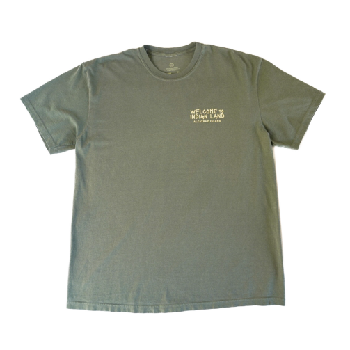 Alcatraz Welcome to Indian Land t-shirt with cream yellow graphics