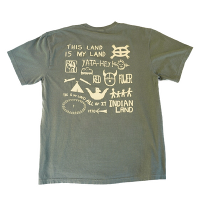 Alcatraz Welcome to Indian Land t-shirt with cream yellow graphics