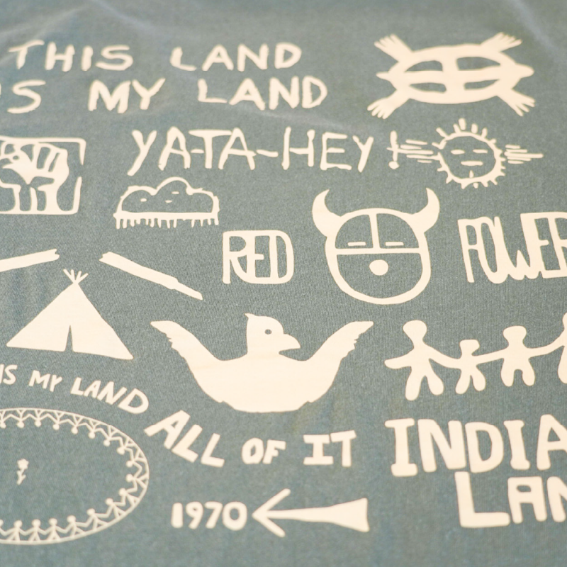Alcatraz Welcome to Indian Land t-shirt with cream yellow graphics
