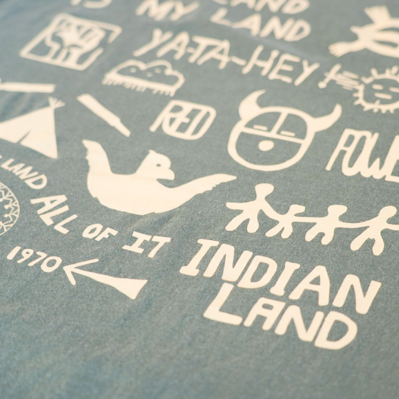 Alcatraz Welcome to Indian Land t-shirt with cream yellow graphics