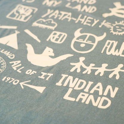Alcatraz Welcome to Indian Land t-shirt with cream yellow graphics