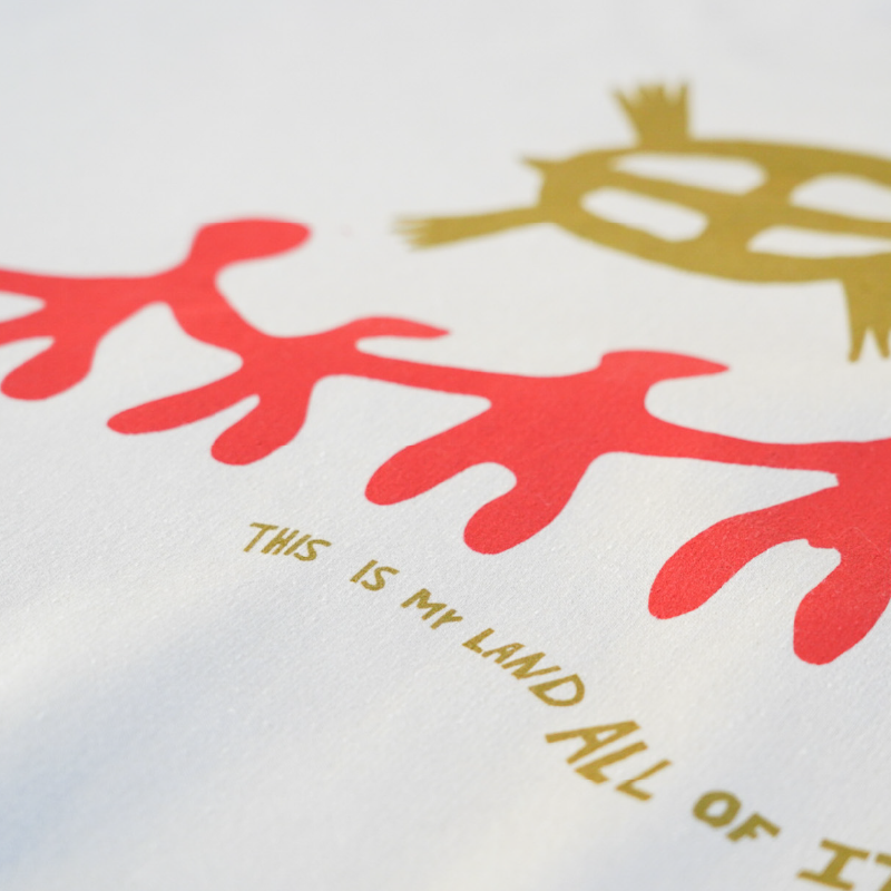 Alcatraz Welcome to Indian Land sweatshirt with red and yellow graphics