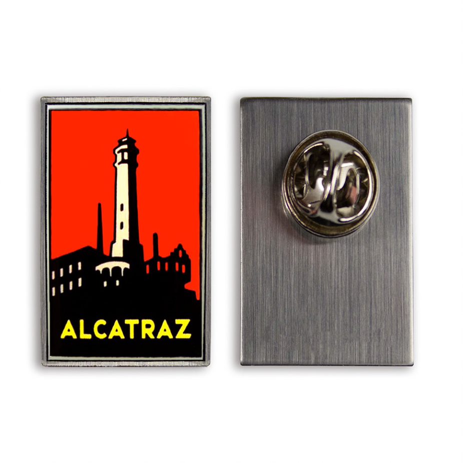Alcatraz pin with artwork by Michael Schwab