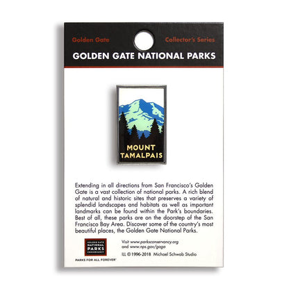 A pin with a depiction of Mount Tamalpais in the Golden Gate National  Parks