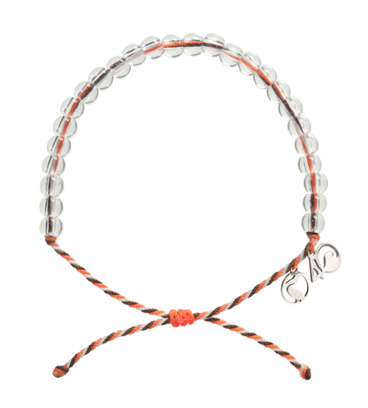 4Ocean Pelican Bracelet, with red recycled plastic cord, colorless recycled glass beads, and recycled steel metal charms.